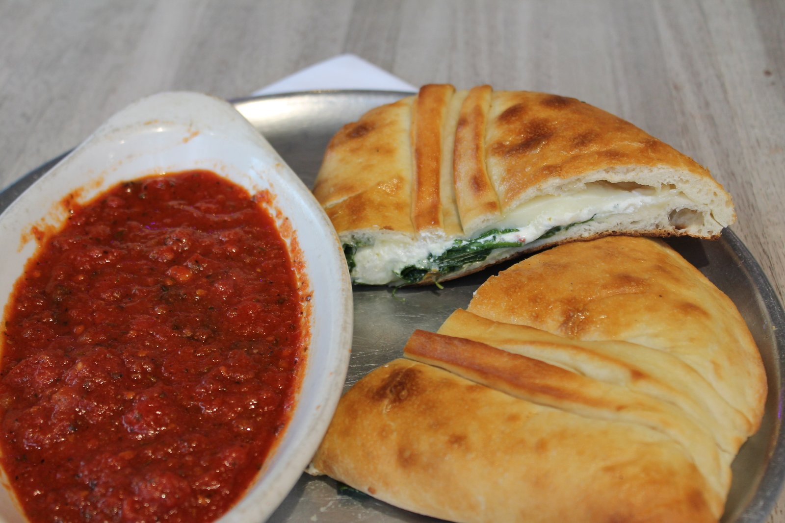 Spinach and cheese calzone
